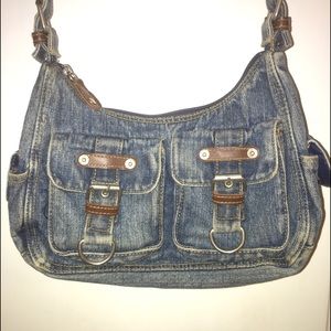 Blue Jean Purse Lots Of Pockets Buckles Zipper